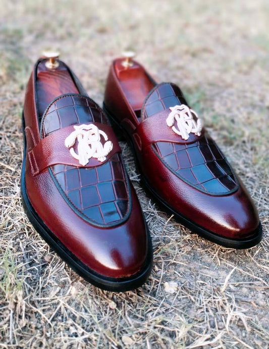 Croc brown mild leather show -Sku 7777 with rubbur sole