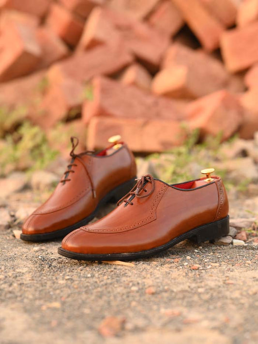 Brown Leather Shoes-Sku -030
